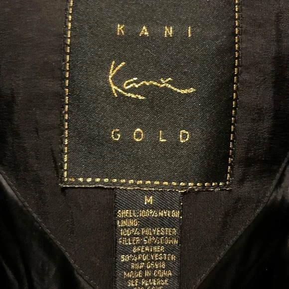 Vintage Men’s Karl Kani Gold Black Winter Coat Sz Med - Picture 2 of 10